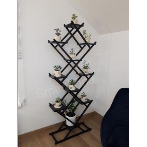 Металева підлогова підставка для квітів темний венге -
                                                        Фото 3